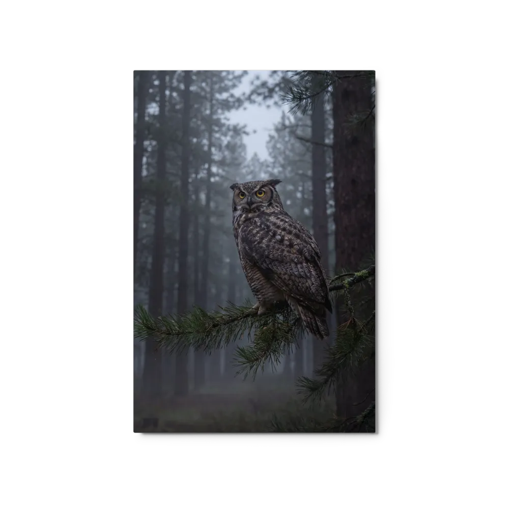Great Horned Owl in Misty Forest 
 Art Print | 12″x 16″