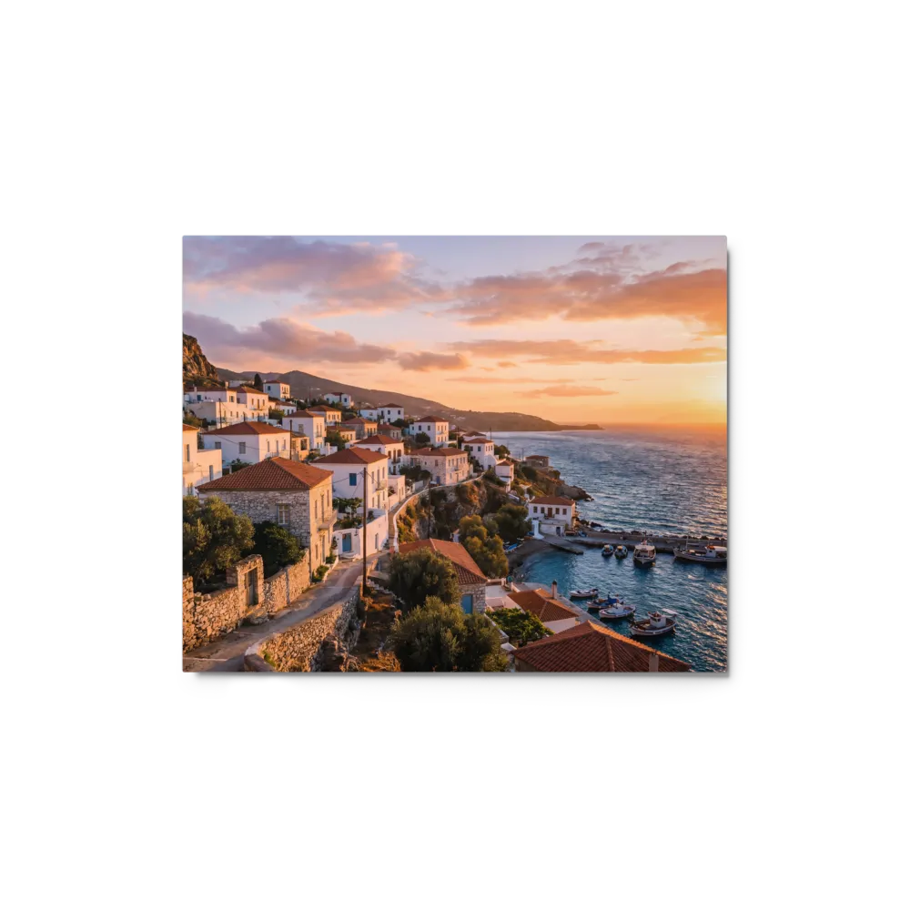Mediterranean Sunset Village 
 Canvas with Brown Frame