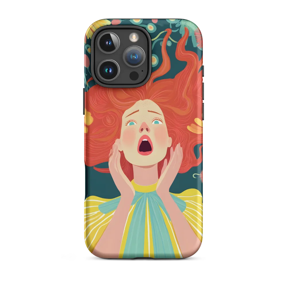 Red-Haired Woman Surrounded by Flora | Phone Case