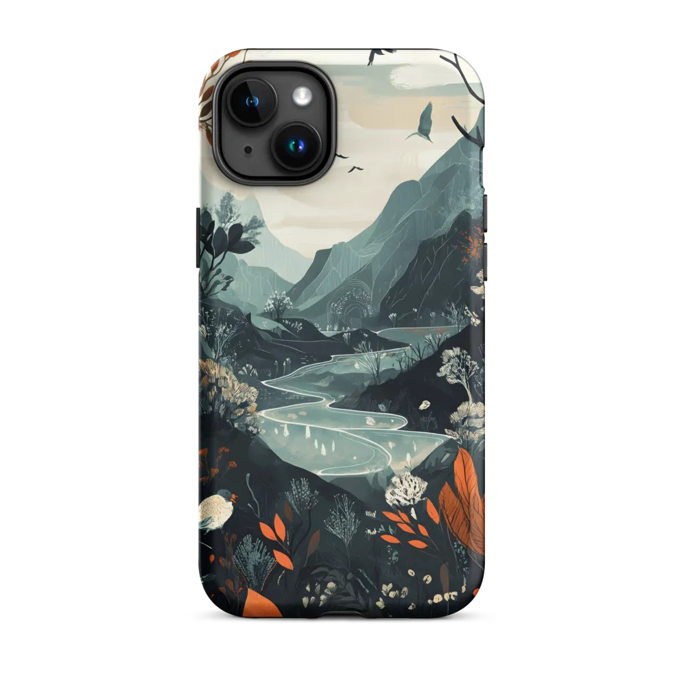 Illustrated Landscape with Birds and Flora | Phone Case