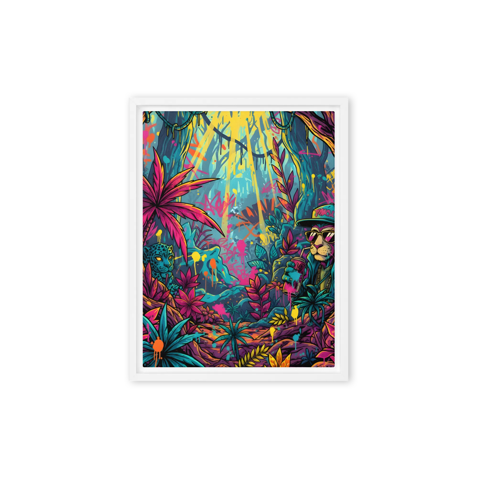 Graffiti Jungle Groove 
 Canvas with White Frame