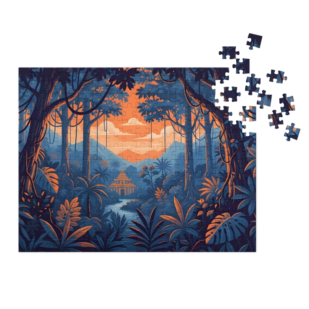 Pagoda al Tramonto Tropicale 
 Puzzle in scatola di metallo
