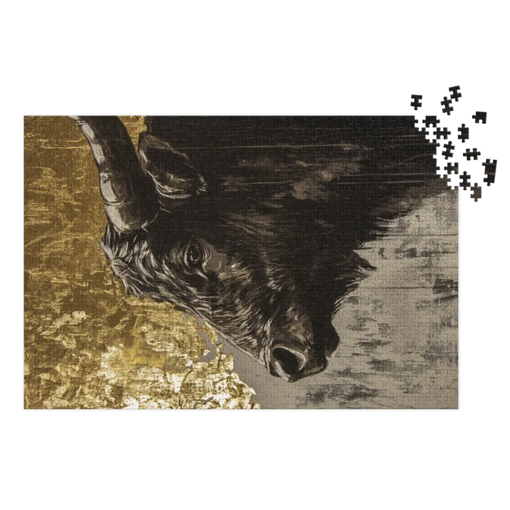Bull Head in Gold and Black | Jigsaw Puzzle (252/520 pieces)