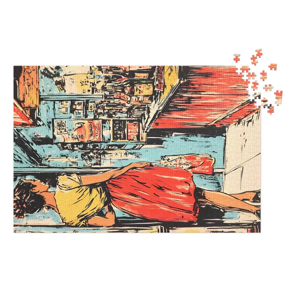 Retro Storefront Scene 
 Jigsaw Puzzle in Tin Box