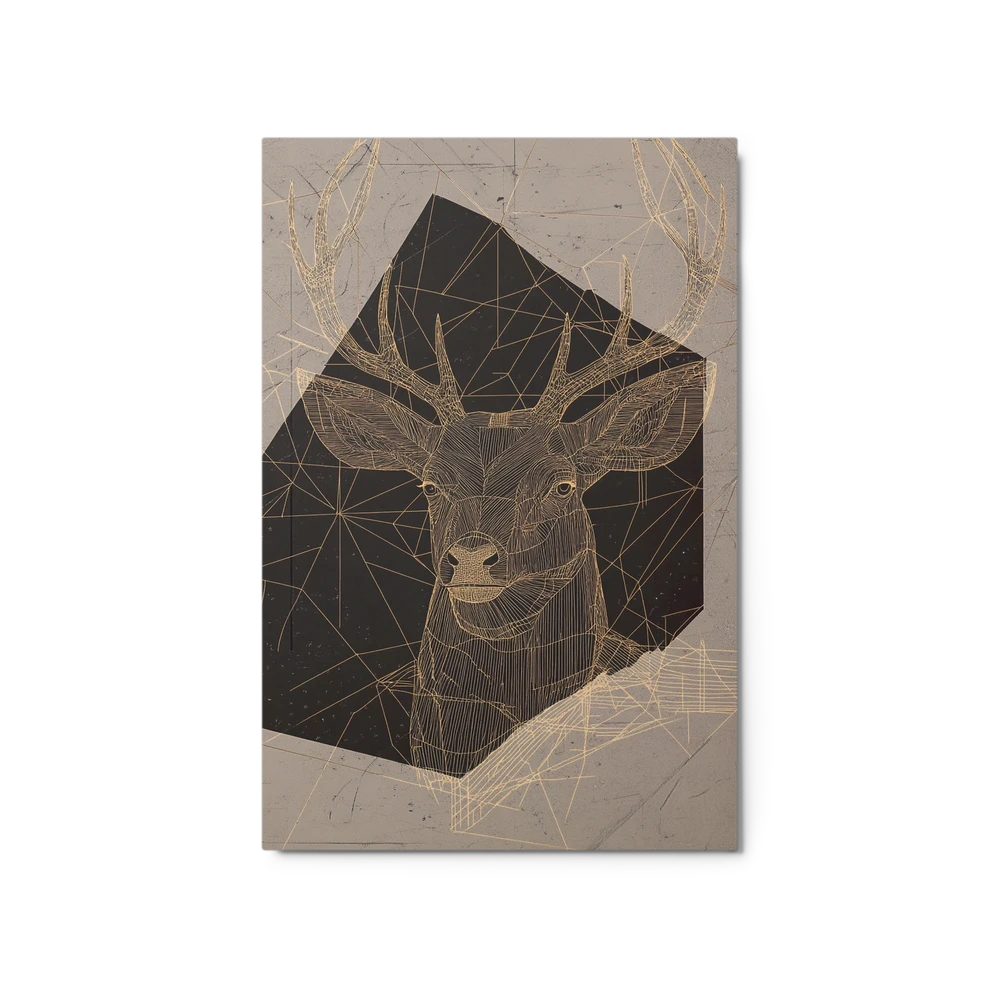 Golden Line Art Stag | Art Print