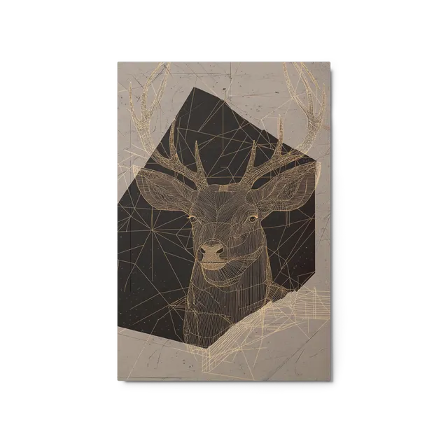 Golden Line Art Stag | Art Print