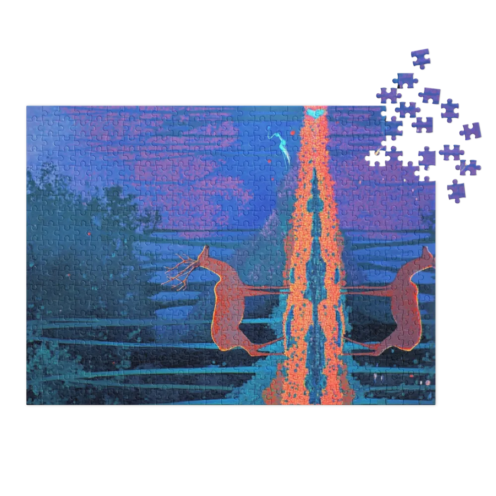 Surreal Deer by Reflective Water