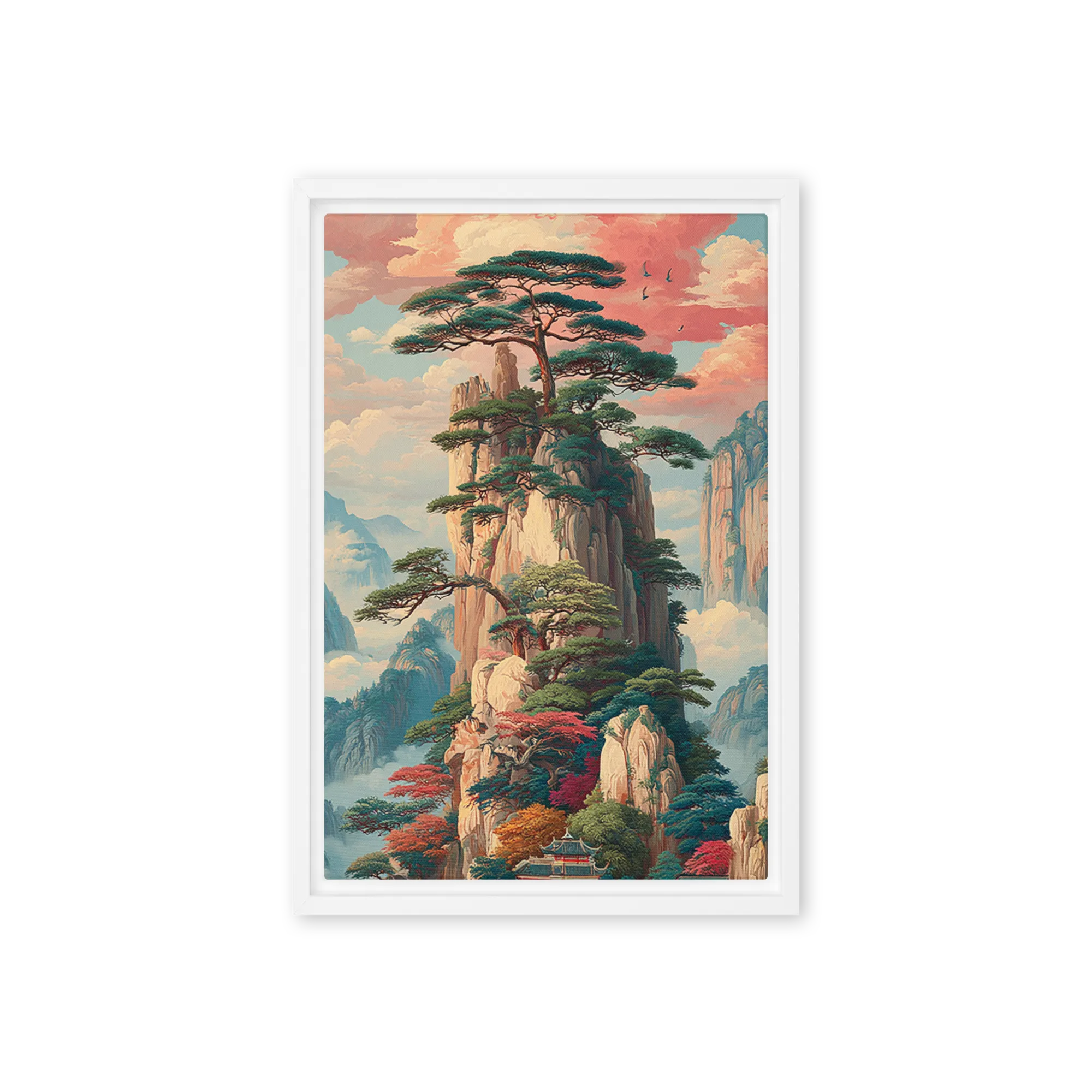 Sovereign Cliffs of Shanshui 
 Canvas with White Frame