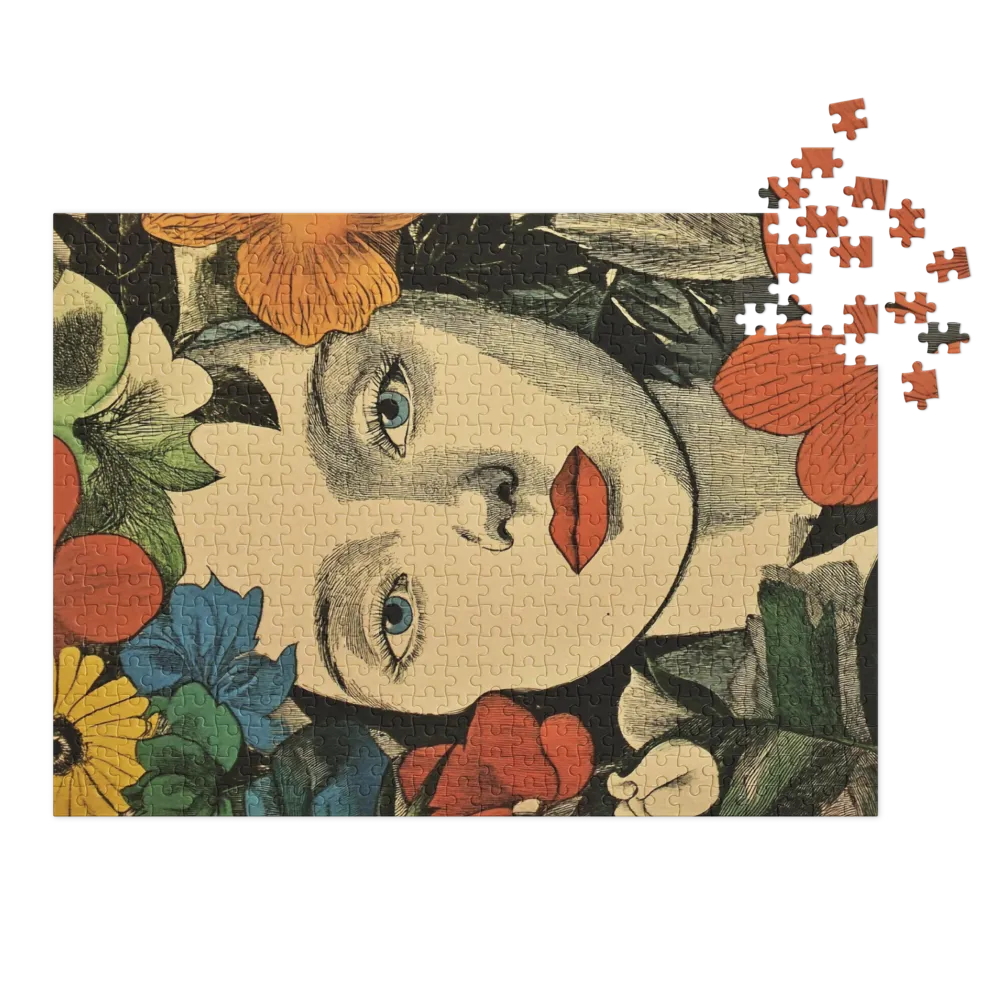 Art Nouveau Floral Portrait 
 Jigsaw Puzzle in Tin Box