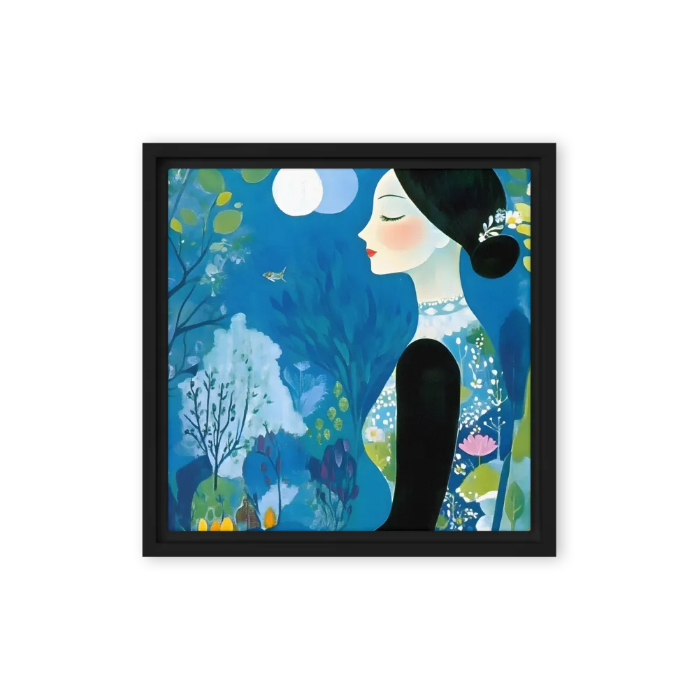 Serene Woman in Blue Forest 
 Canvas | 10″x 10″