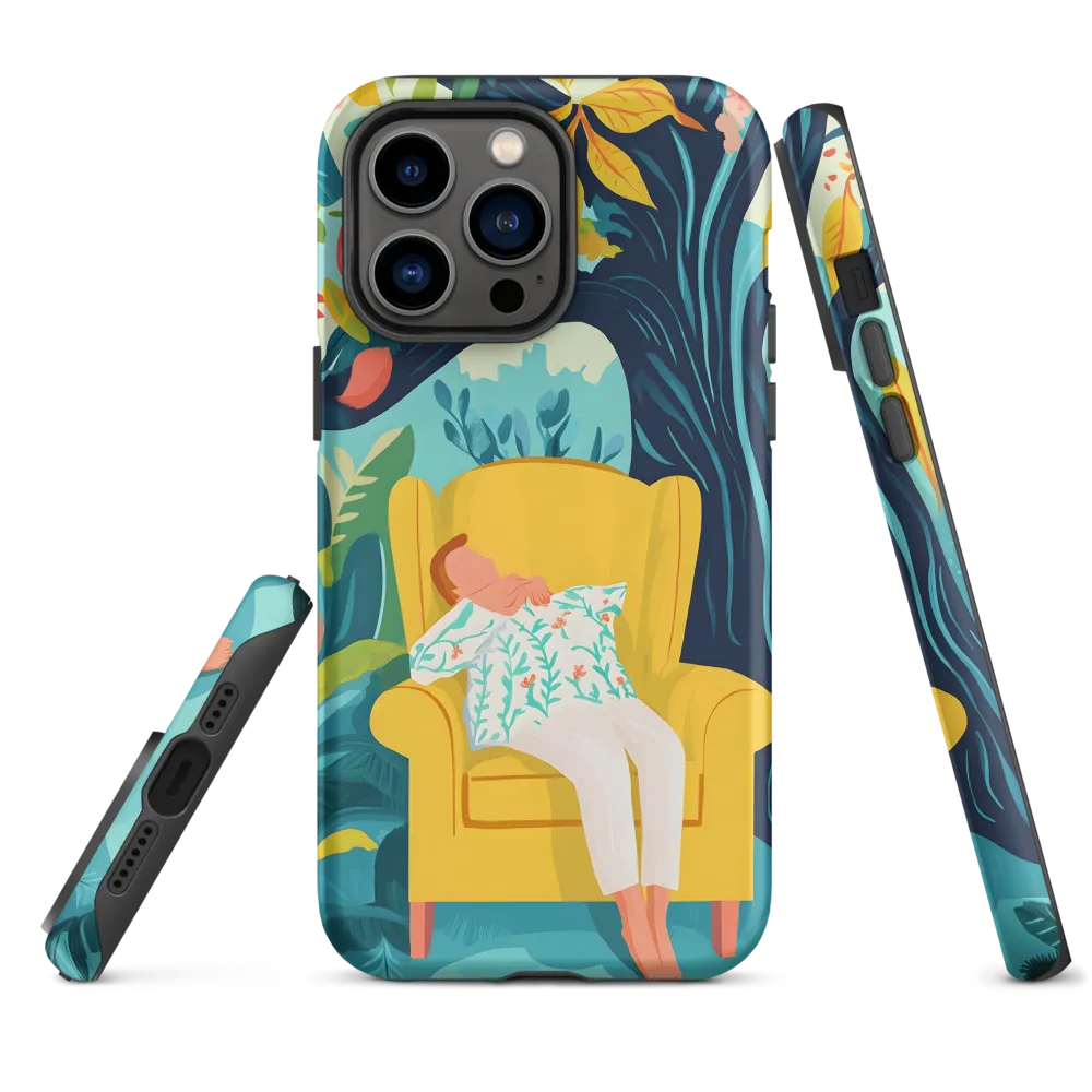 Person Relaxing in Yellow Armchair | Phone Case