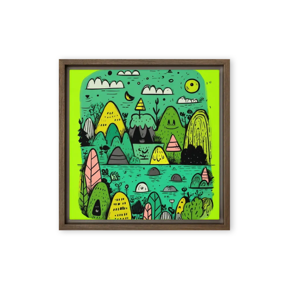 Happy Hills 
 Canvas with Brown Frame