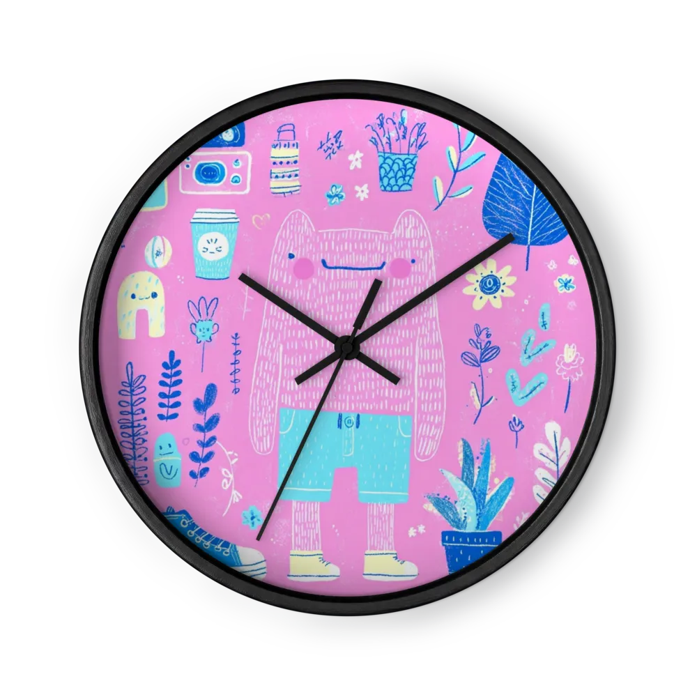 Pink Doodle Creature | Wall Clock