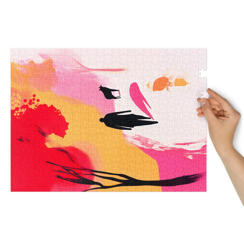 Colorful Silhouettes Walk 
 Jigsaw Puzzle in Tin Box