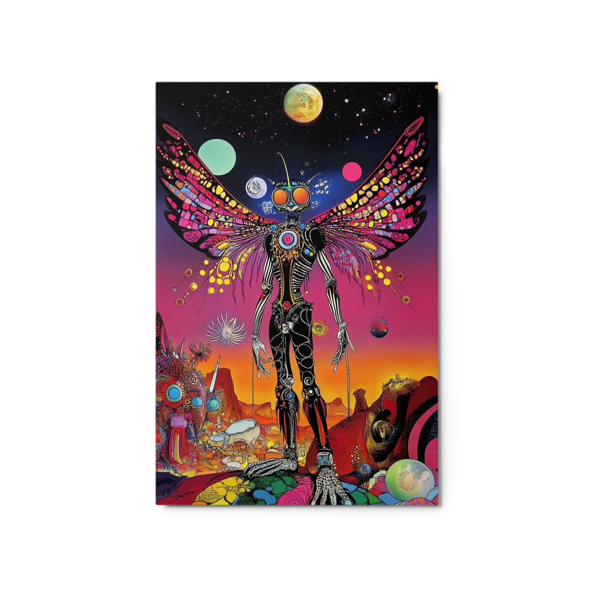 Psychedelic Skeleton Moth Art
