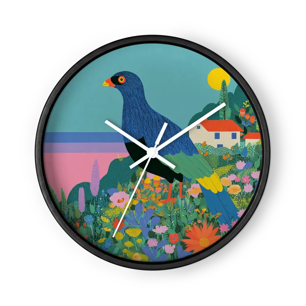 Blue Bird in Flower Field