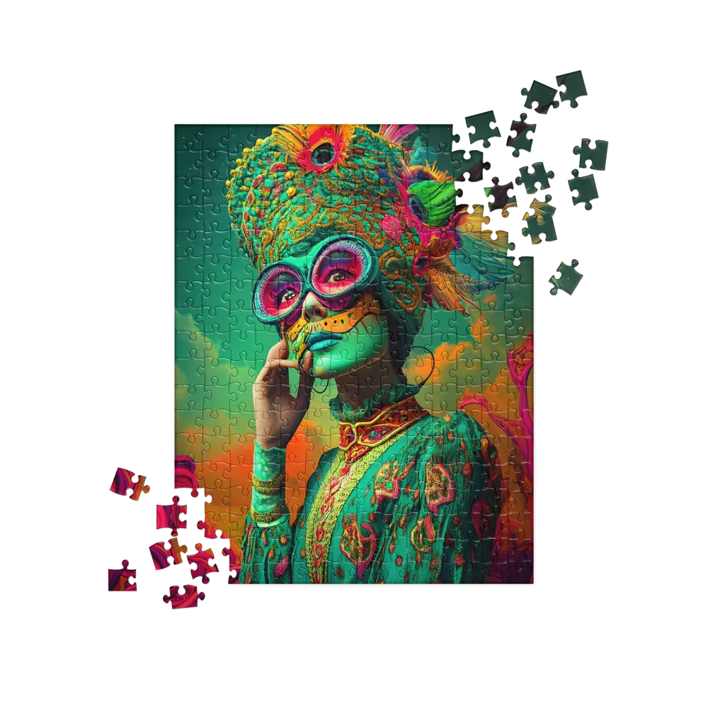Vibrant Headdress Portrait 
 Jigsaw Puzzle in Tin Box