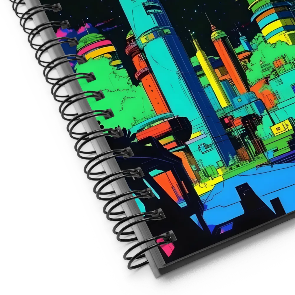 Neon Future Cityscape 
 Spiral Notebook | 140 pages