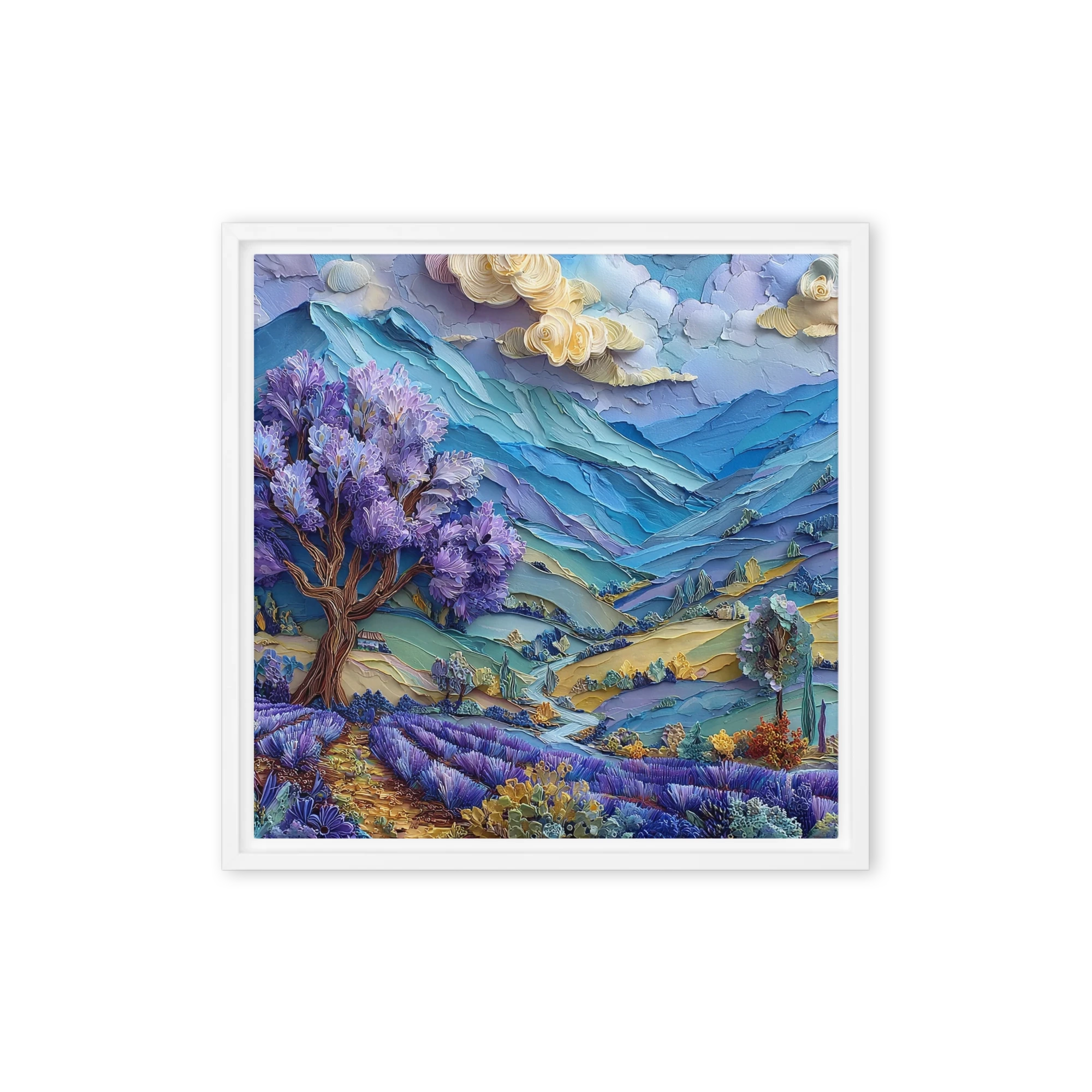 Lavender Fields Under Blue Mountains