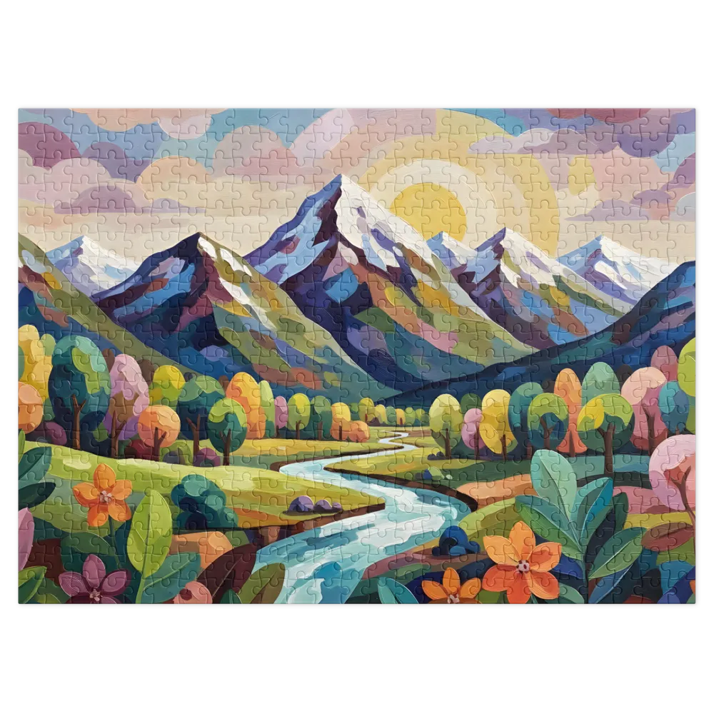 Vivid Mountain Dreamscape 
 Jigsaw Puzzle in Tin Box