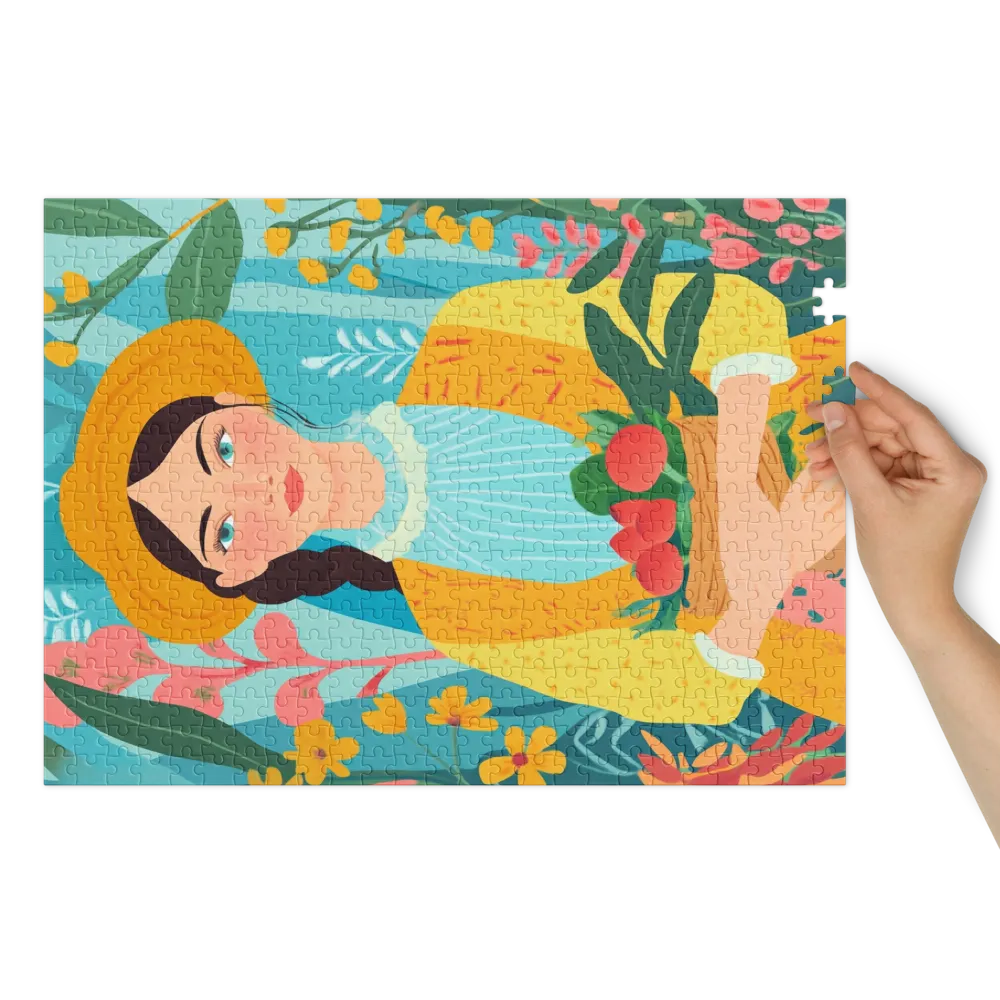 Woman with Flowers Portrait | Jigsaw Puzzle (252/520 pieces)