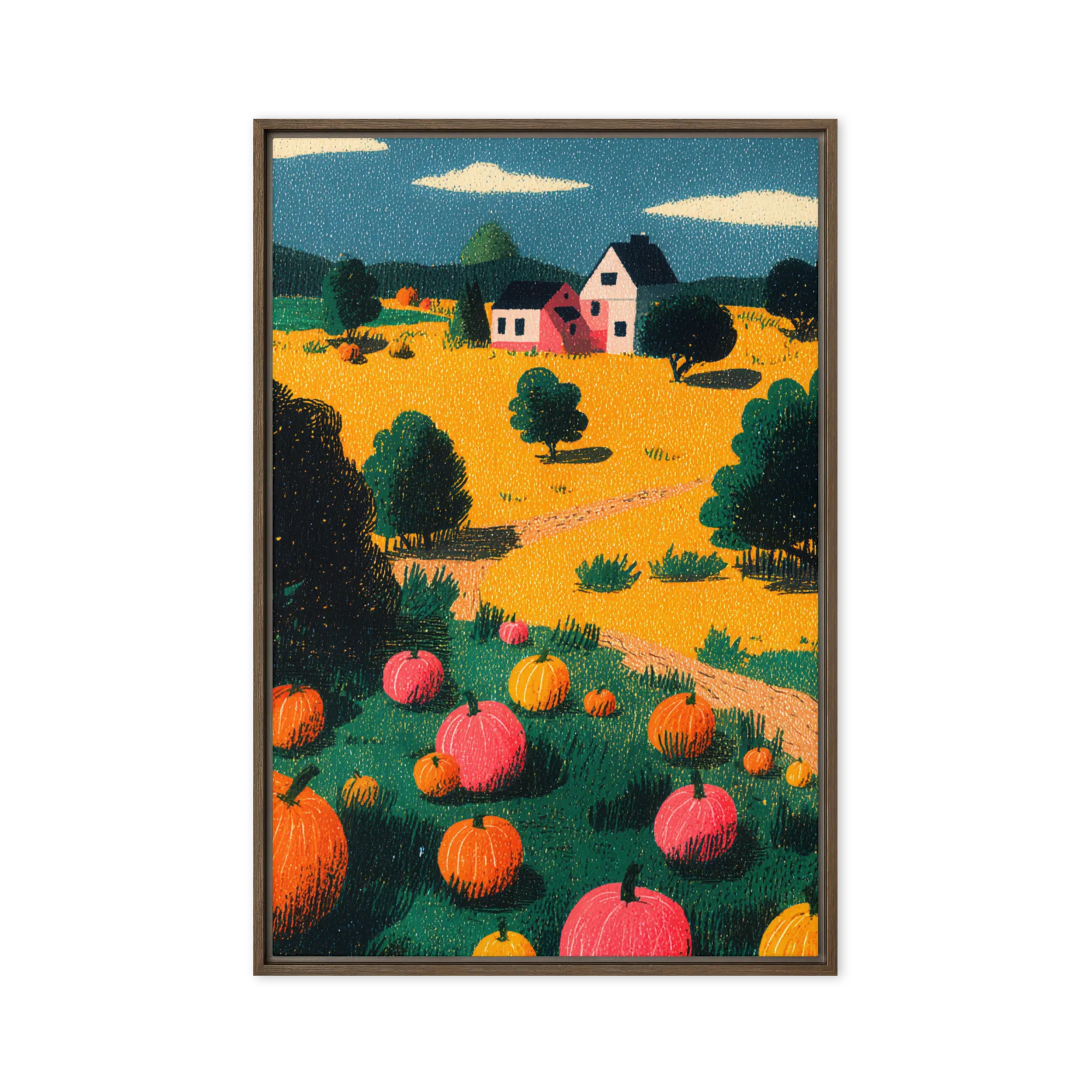 Autumn Harvest Field 
 Canvas with White Frame
