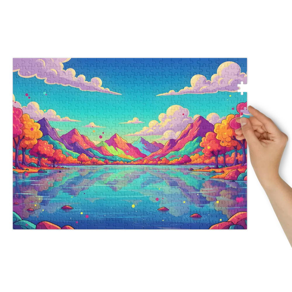 Whimsical Mountain Reflection 
 Jigsaw Puzzle in Tin Box
