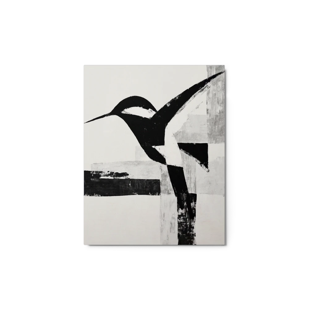 Monochrome Hummingbird Flight | Art Print