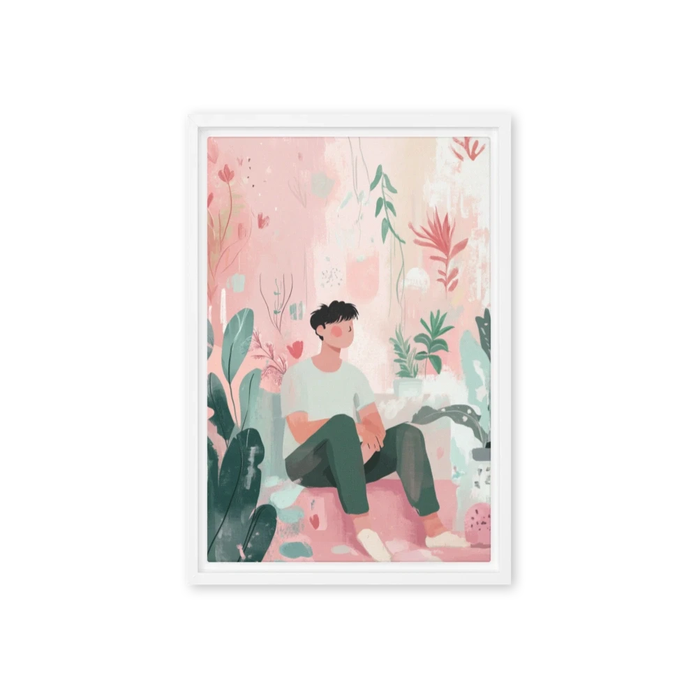 Person Sitting Among Plants
