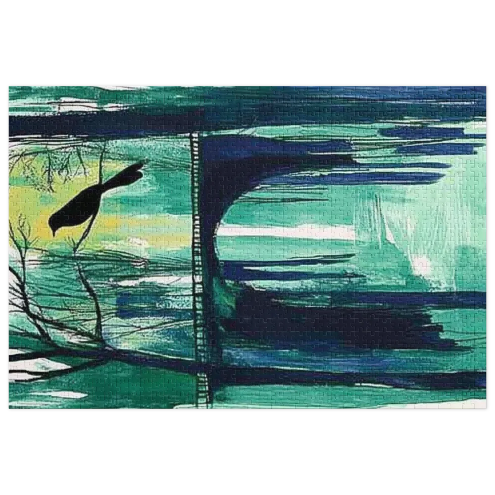 Abstract Bird on Bridge Art | Jigsaw Puzzle (252/520 pieces)