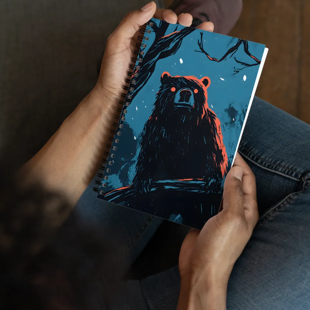 Nocturnal Bear in Textured Forest 
 Spiral Notebook | 140 pages