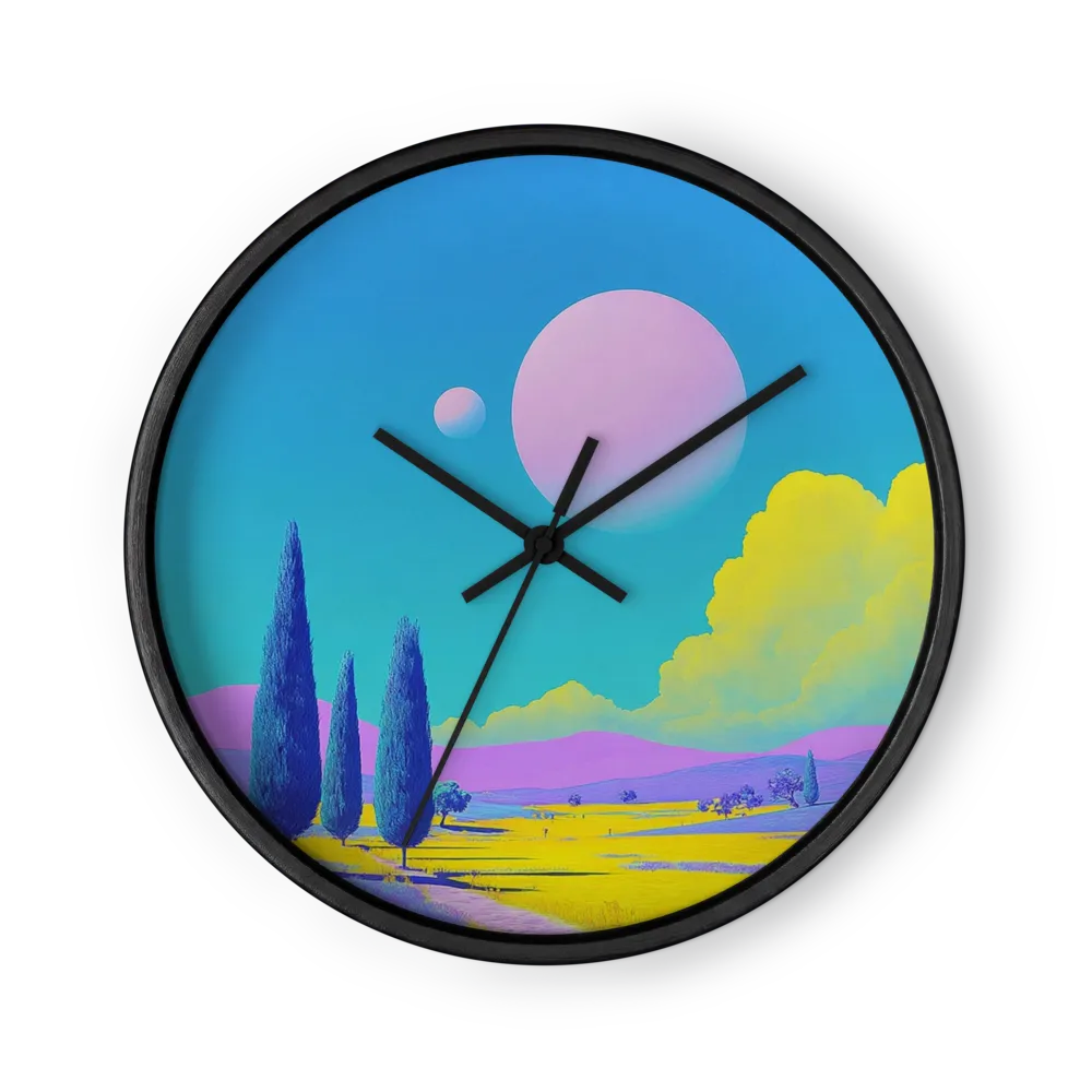 Twin Moons over Tuscan Hills | Wall Clock