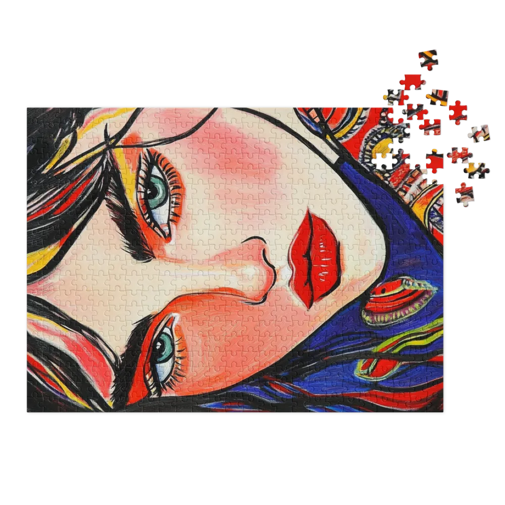Olhar Pop Art Vibrante 
 Puzzle em caixa de metal
