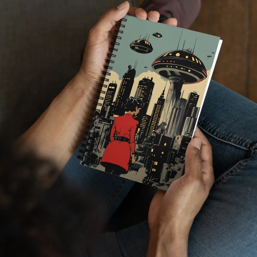 Retro-Futuristic Urban Vista 
 Spiral Notebook | 140 pages