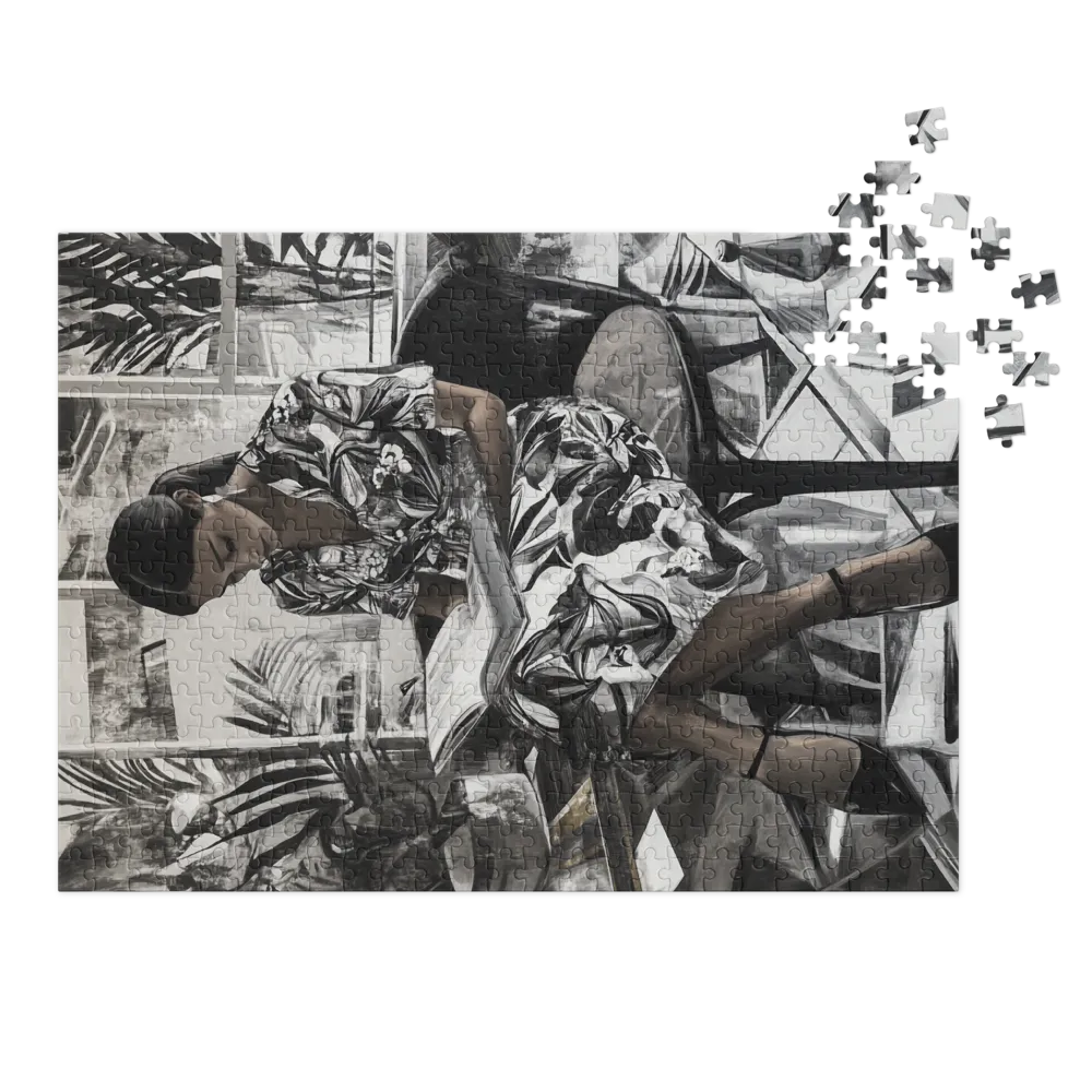 Woman Reading in Monochrome Interior