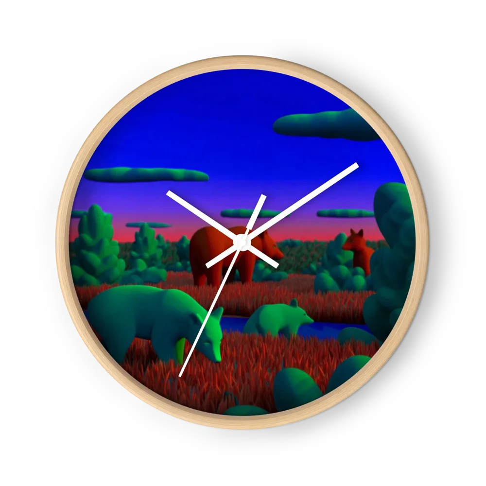 Speckled Clay Dioramas Wall Clocks — Ultramarine & Coral Red