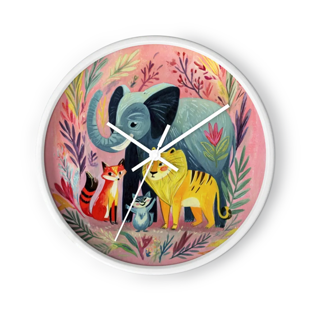Pink Jungle Friends | Wall Clock
