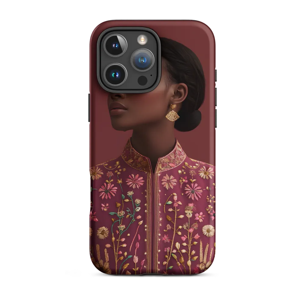 Intricate Embroidered Burgundy Dress | Phone Case