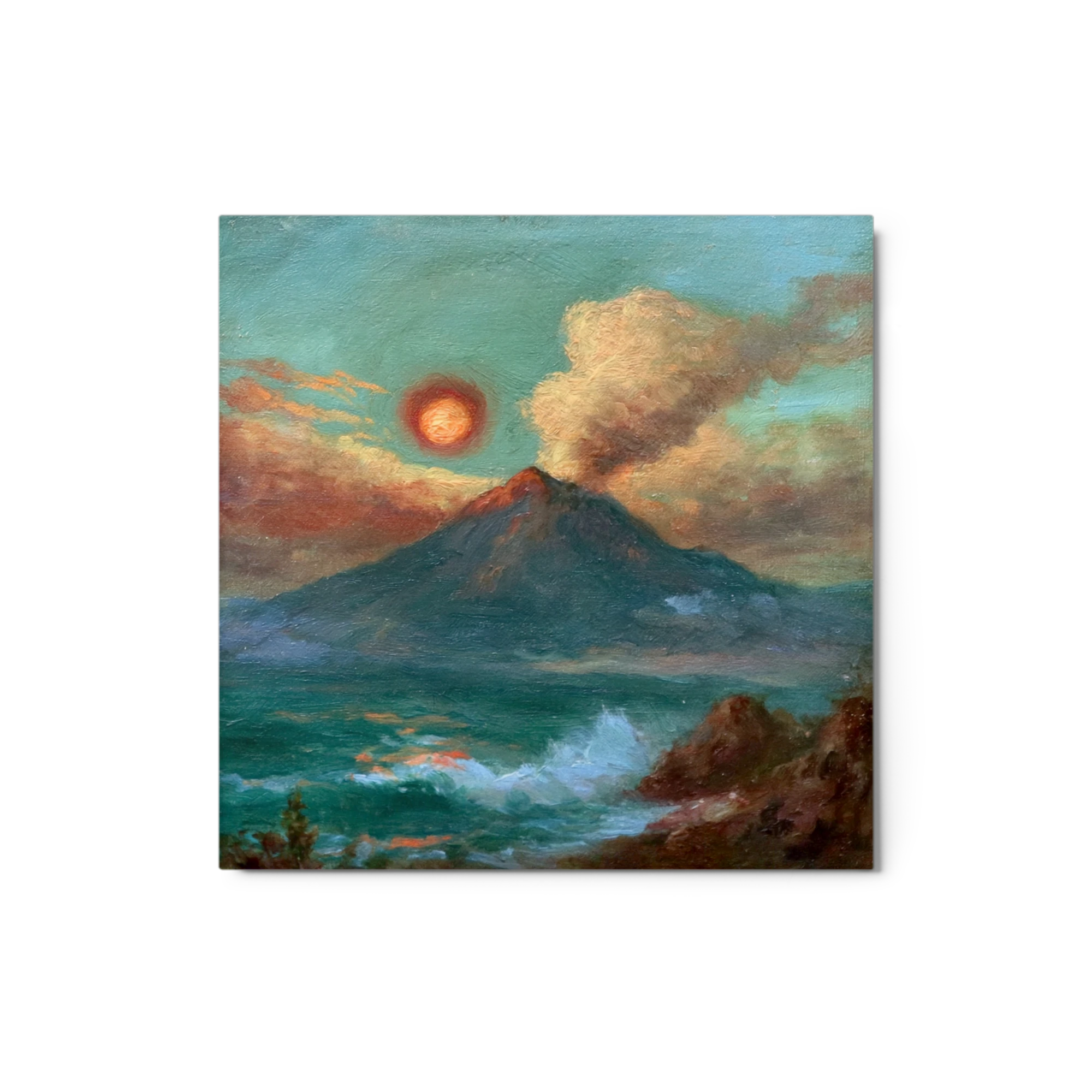 Volcanic Sunset Over Ocean