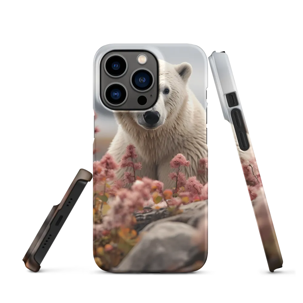 Polar Bear Among Pink Flowers | Phone Case