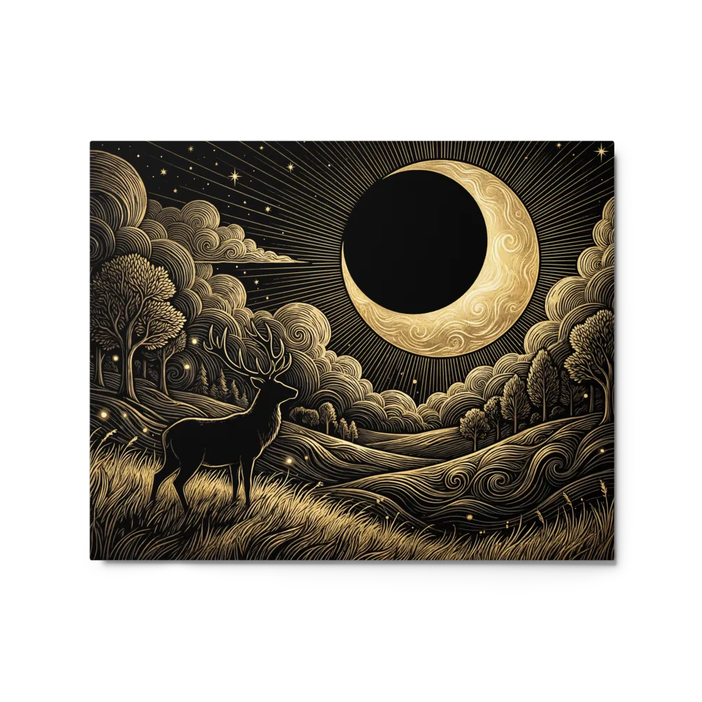 Celestial Stag Engraving 
 Poster with White Frame | 12″x 16″