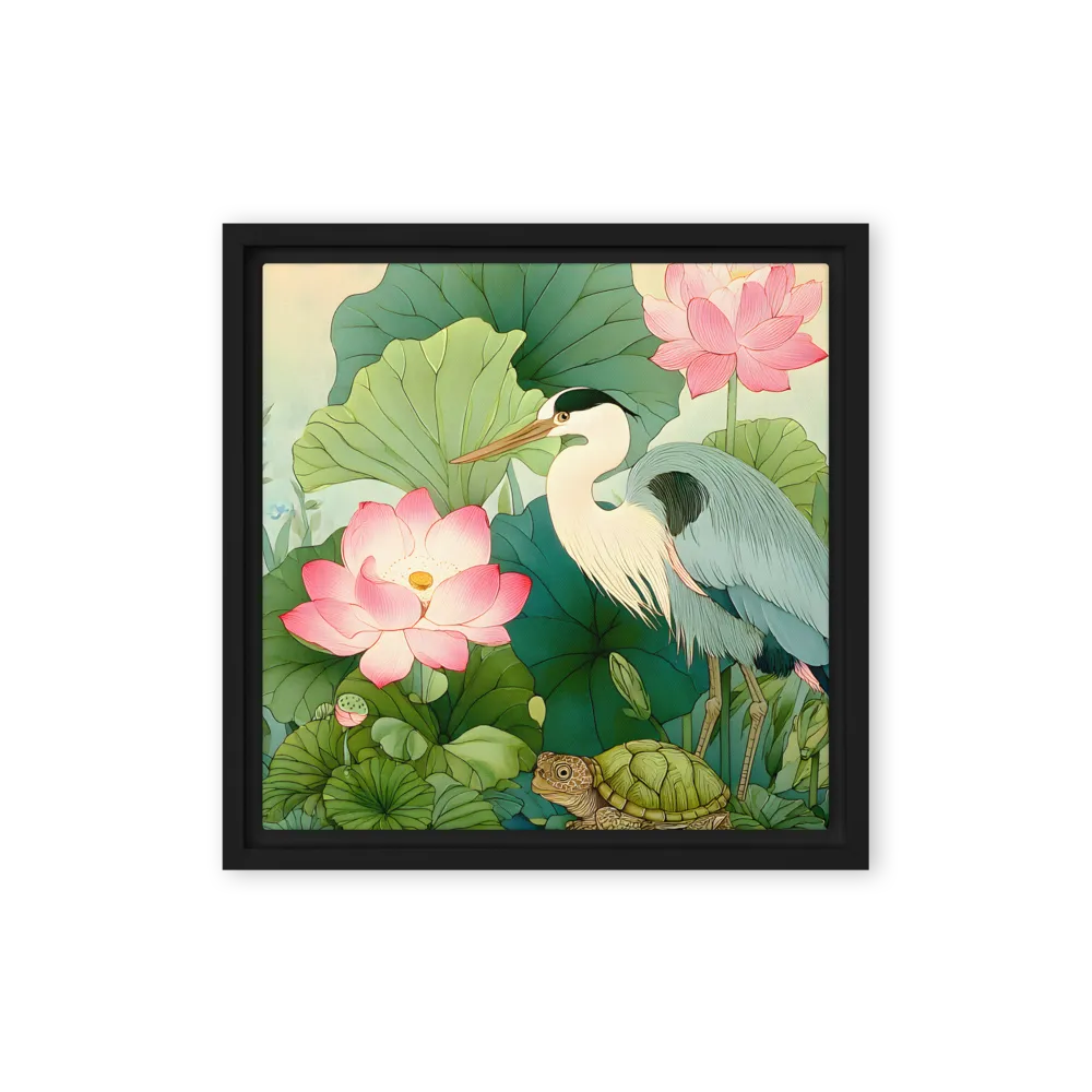 Serenity of the Lotus Pond 
 Canvas with White Frame