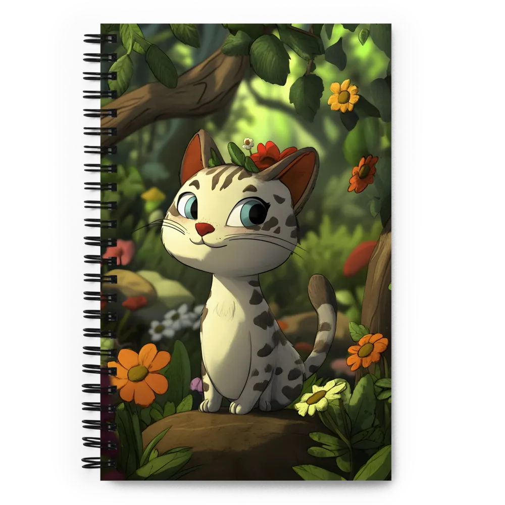Whimsical Forest Kitten 
 Spiral Notebook | 140 pages