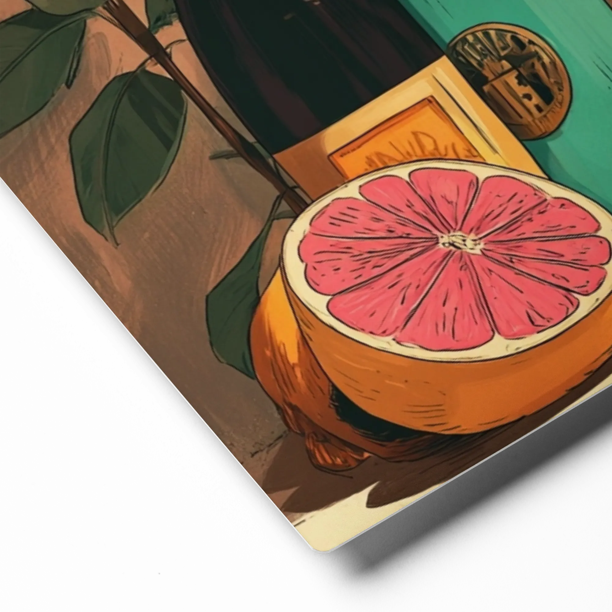 Citrus and Bottles Still Life | Art Print