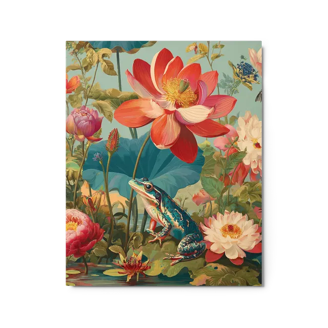 Art Nouveau Frog and Lotus Pond | Art Print