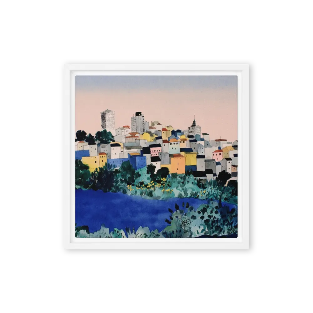 Hillside Village by the Water | Art Print
