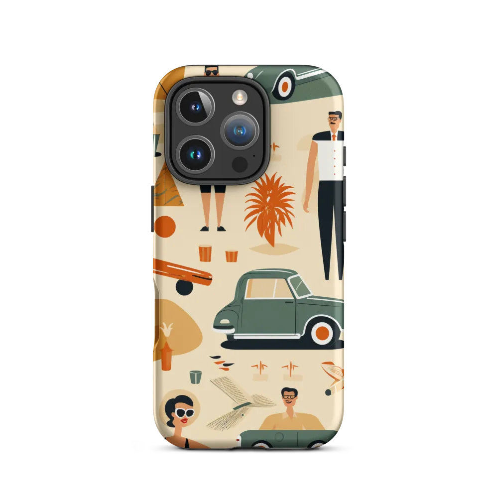 Retro Collage of People and Cars | Phone Case