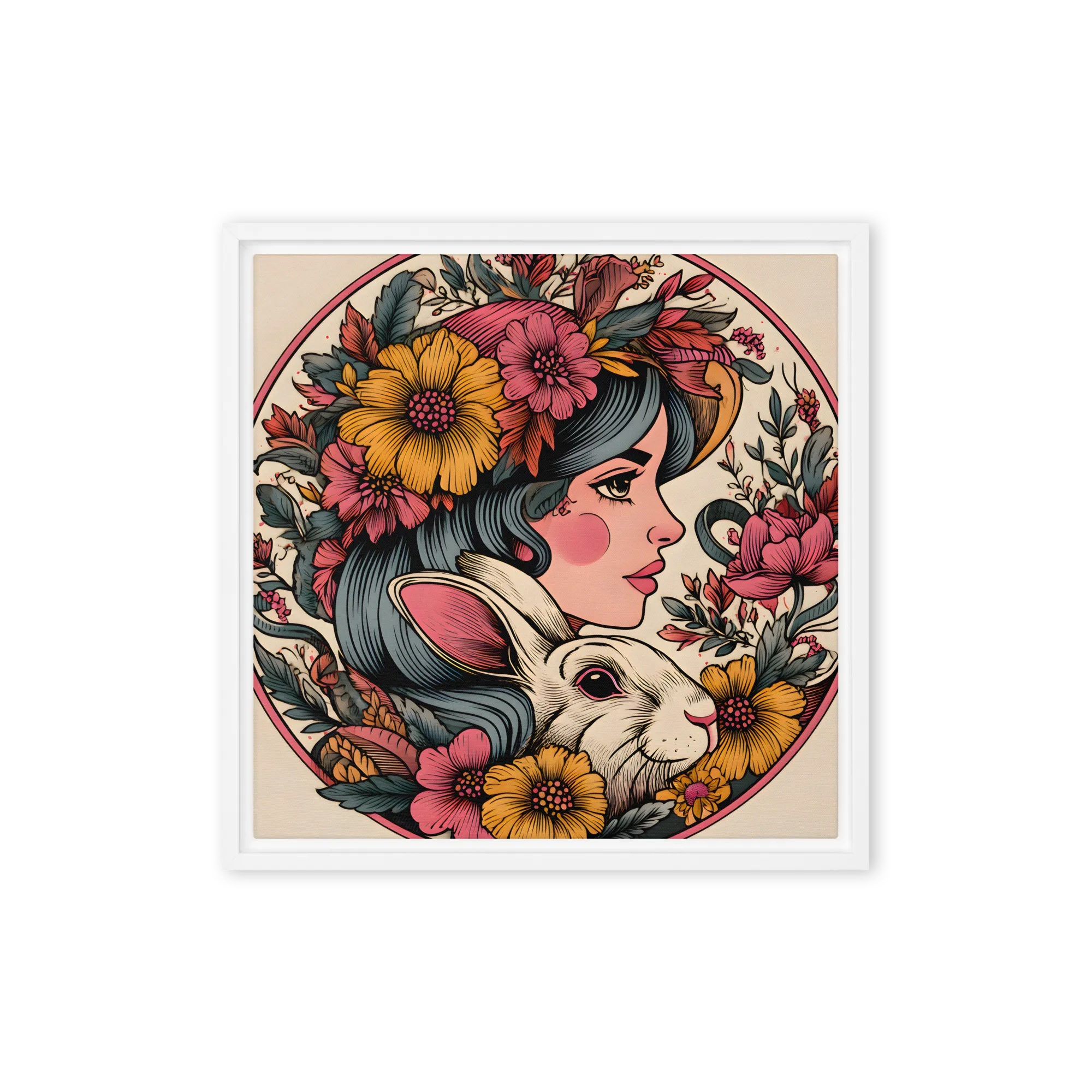 Woman and Rabbit in Bloom