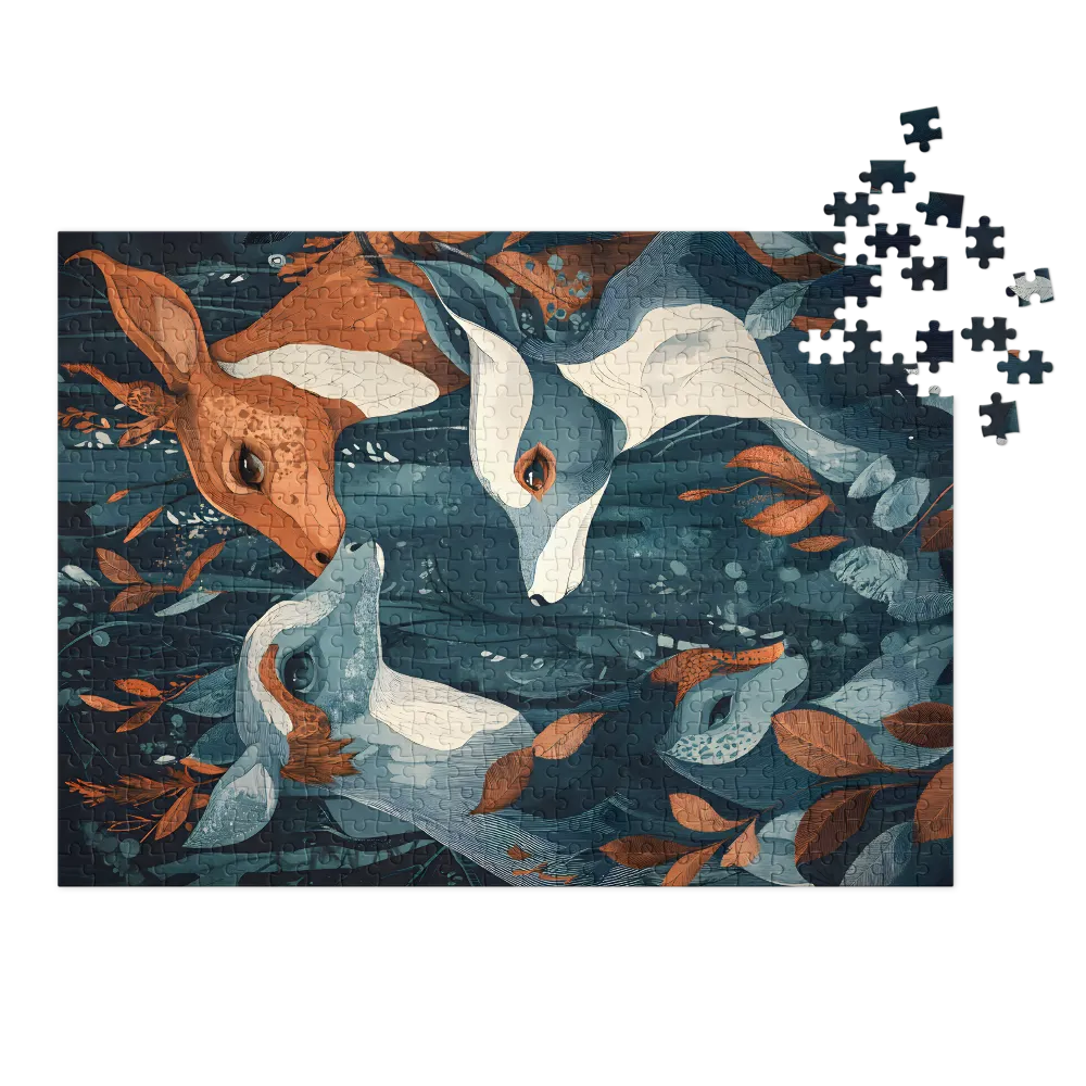 Illustration of Deers and Fox
