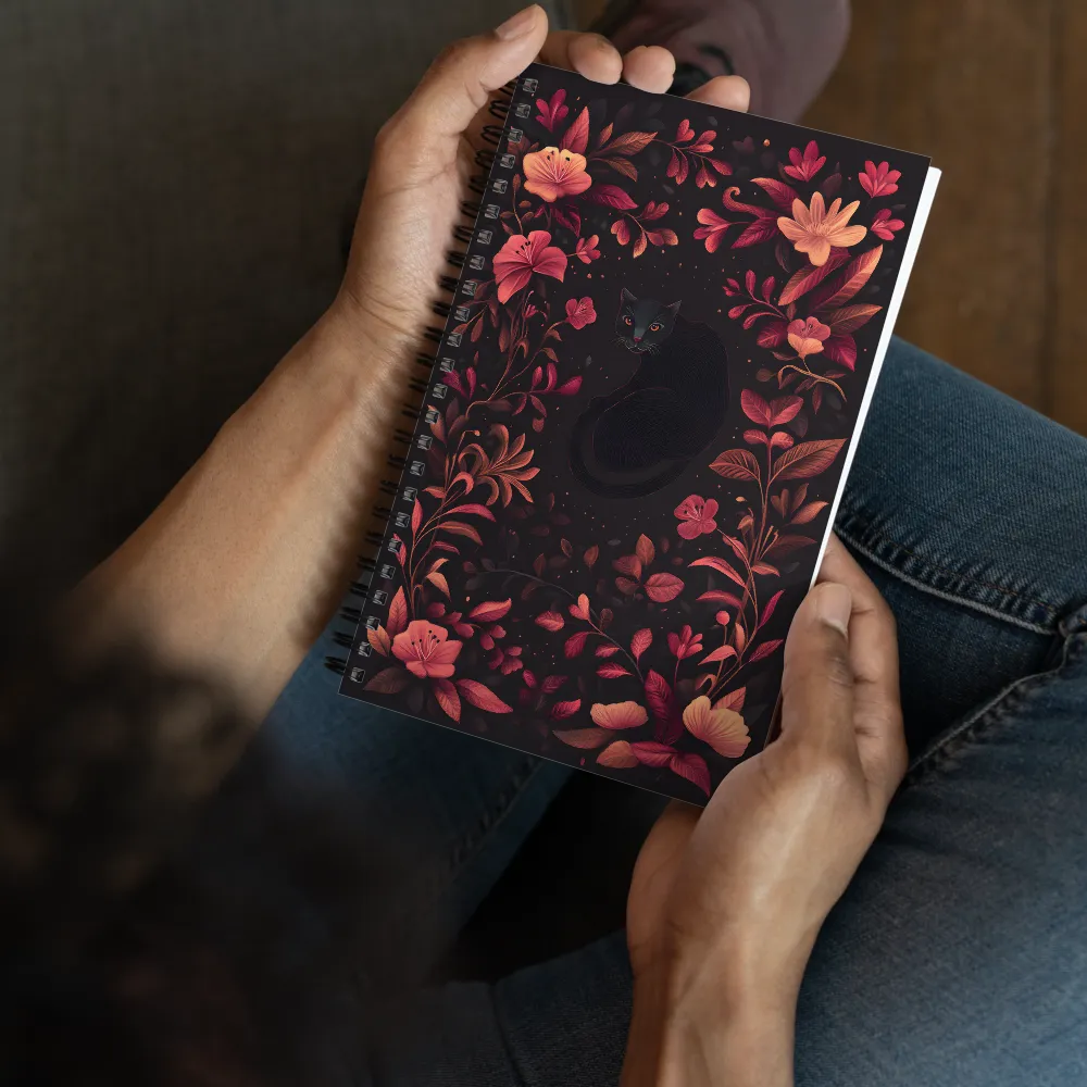 Nocturnal Floral Cat 
 Spiral Notebook | 140 pages